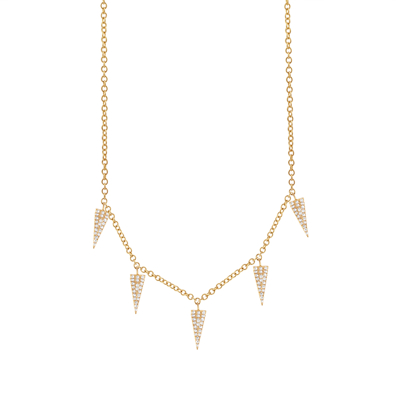14K White Gold Diamond Pave Triangle Necklace-Necklaces-Maurice's Jewelers-Yellow Gold-