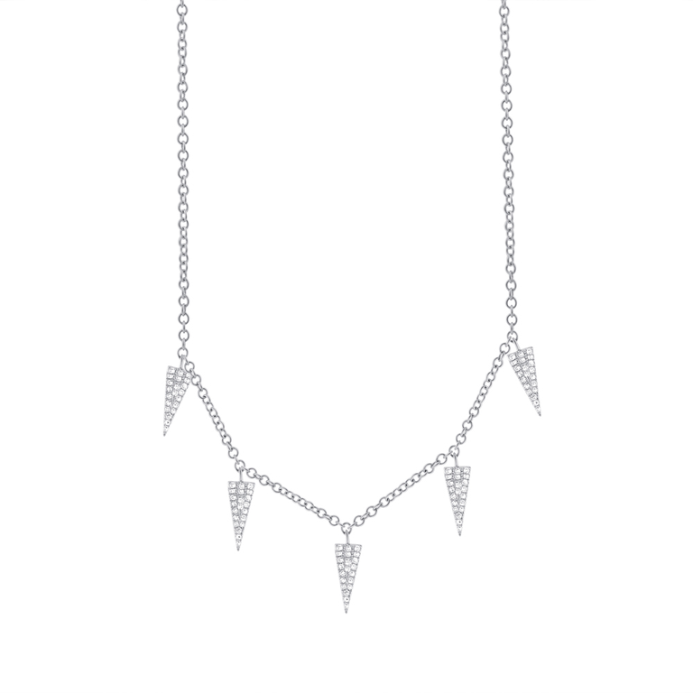 14K Rose Gold Diamond Pave Triangle Necklace