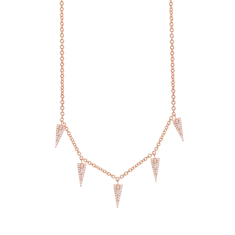 14K Rose Gold Diamond Pave Triangle Necklace-Necklaces-Maurice's Jewelers-Rose Gold-
