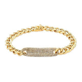 14K White Gold Diamond Plate Curb Link Bracelet-Bracelets-majolie-Yellow Gold-