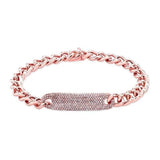14K White Gold Diamond Plate Curb Link Bracelet-Bracelets-majolie-Rose Gold-