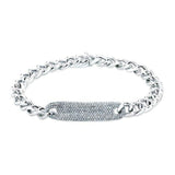 14K White Gold Diamond Plate Curb Link Bracelet-Bracelets-majolie-White Gold-