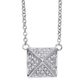 Diamond Pyramid Pendant-Necklaces-majolie-White Gold-