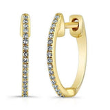 Diamond Single Row Petite Huggie Earrings-earrings-majolie-Yellow Gold-