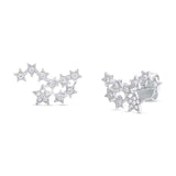 14K White Gold Diamond Star Constellation Earrings