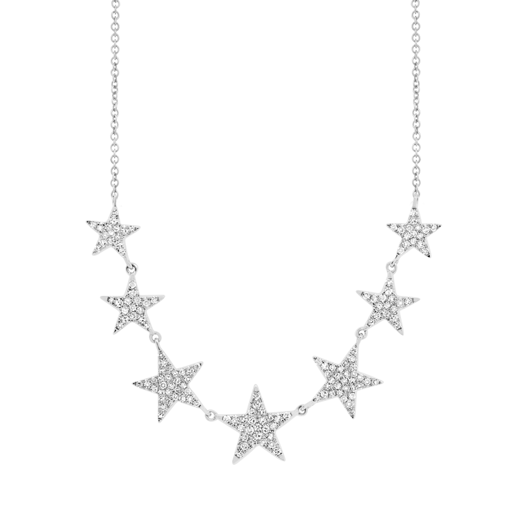 14K Yellow Gold Diamond (7) Star Necklace-Necklaces-Maurice's Jewelers-White Gold-