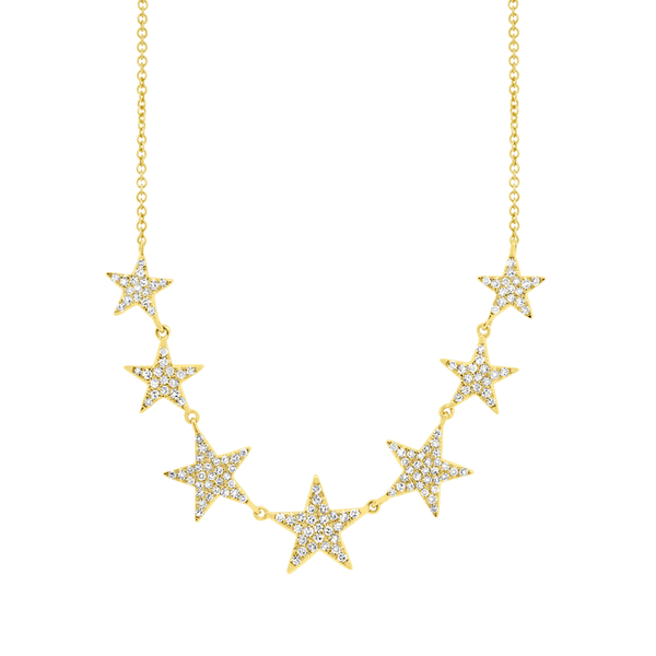 14K Rose Gold Diamond (7) Star Necklace