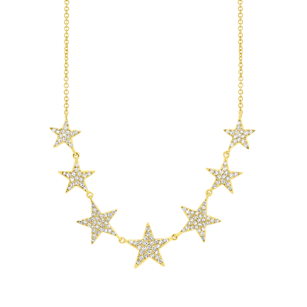 14K Yellow Gold Diamond (7) Star Necklace-Necklaces-Maurice's Jewelers-Yellow Gold-