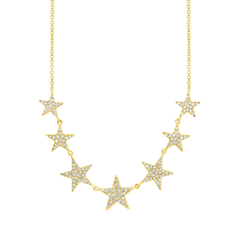 14K Yellow Gold Diamond (7) Star Necklace-Necklaces-Maurice's Jewelers-Yellow Gold-