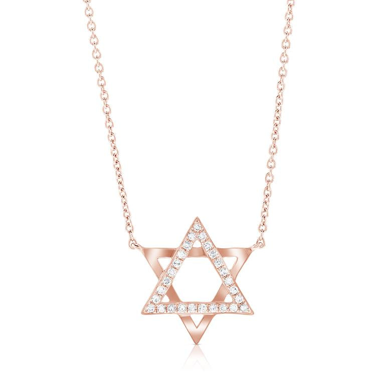 Delicate Michal Golan Garnet and Gold Star of David Necklace
