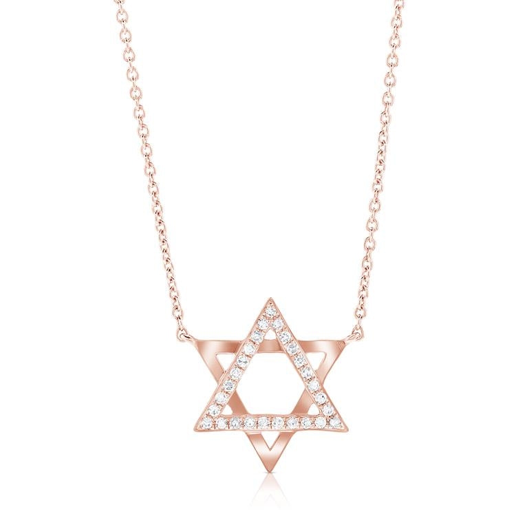14K Rose Gold Diamond Star of David Necklace-Necklaces-Maurice's Jewelers-Rose Gold-