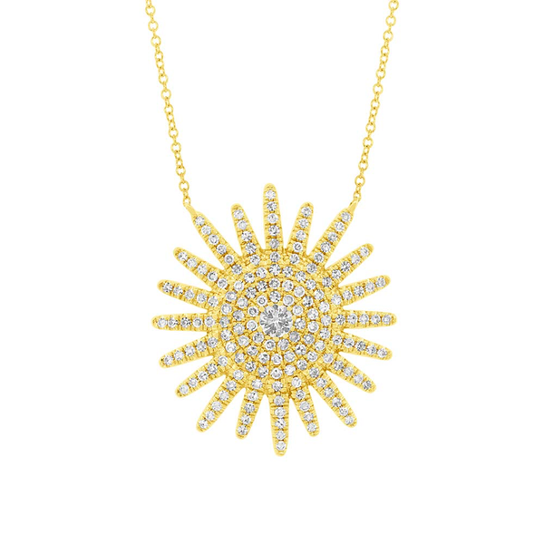 14K White Gold Diamond Sunburst Necklace-Necklaces-Maurice's Jewelers-Yellow Gold-