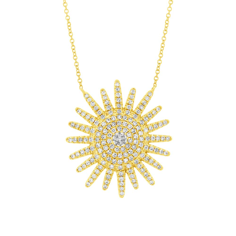 14K White Gold Diamond Sunburst Necklace-Necklaces-Maurice's Jewelers-Yellow Gold-