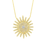 14K Rose Gold Diamond Sunburst Necklace