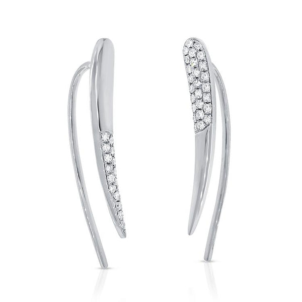 14K White Gold Diamond Tip Ear Climbers