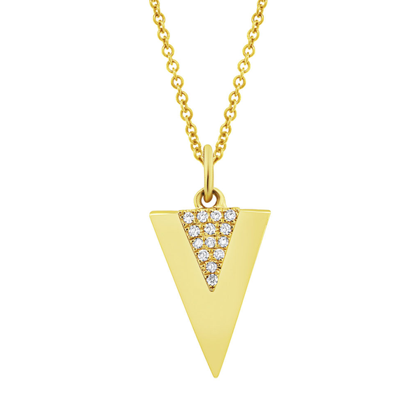 14K White Gold Diamond Triangle Pendant-Necklaces-Maurice's Jewelers-Yellow Gold-
