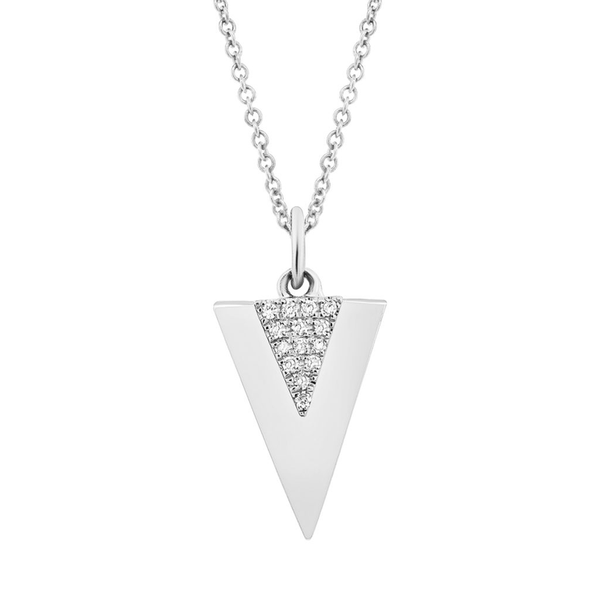 14K White Gold Diamond Triangle Pendant