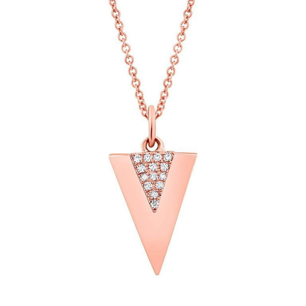 14K Rose Gold Diamond Triangle Pendant