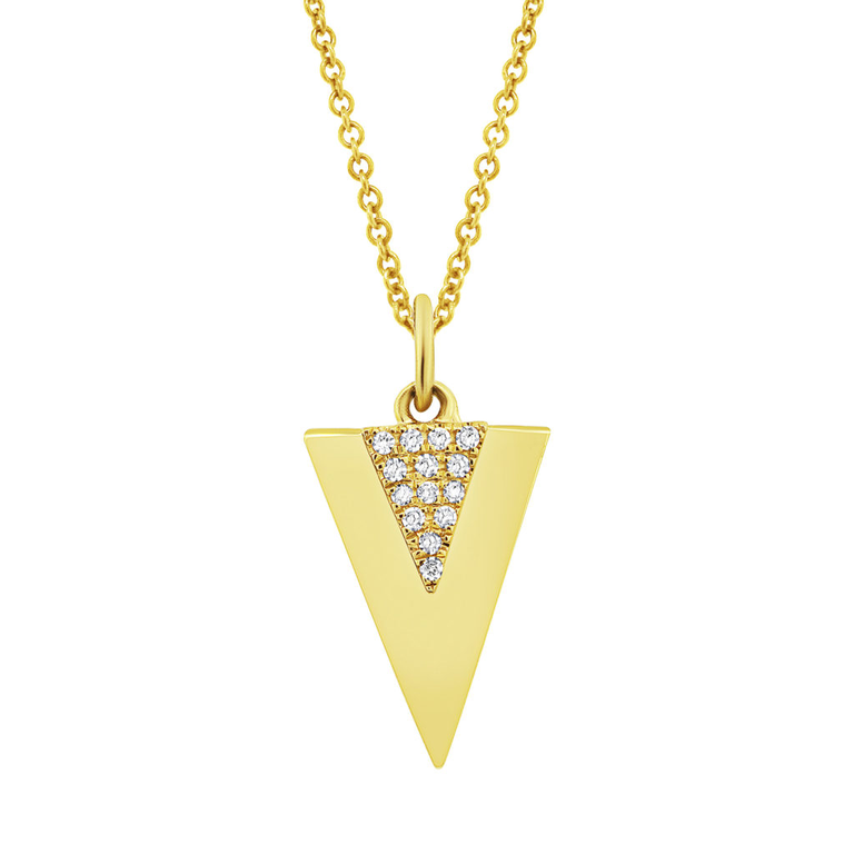14K Yellow Gold Diamond Triangle Pendant
