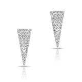 14K White Gold Diamond Triangle Stud Earrings