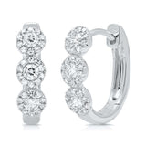 14K White Gold Diamond Triple Halo Huggie Earrings-Earrings-Maurice's Jewelers-white gold-