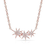 Diamond Triple Star Necklace-Necklaces-majolie-Rose Gold-