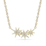Diamond Triple Star Necklace-Necklaces-majolie-Yellow Gold-
