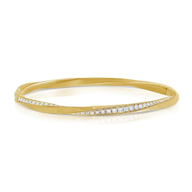 14K Yellow Gold Diamond "Twist" Bangle-Bracelets-Maurice's Jewelers-Yellow Gold-