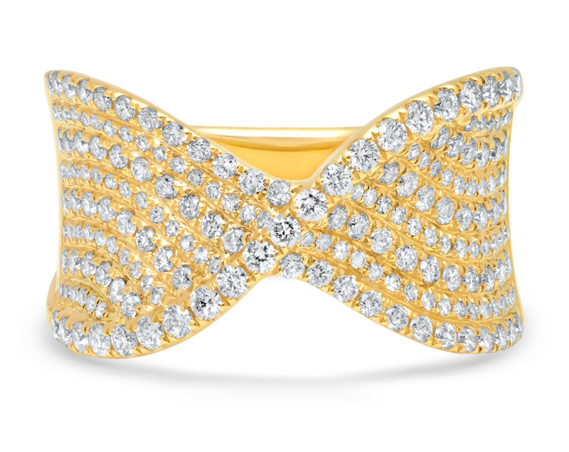 14K Rose Gold Diamond Twist Fashion Ring