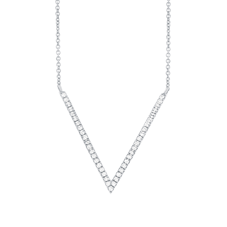 14K Yellow Gold Diamond "V" Necklace-Necklaces-Maurice's Jewelers-White Gold-