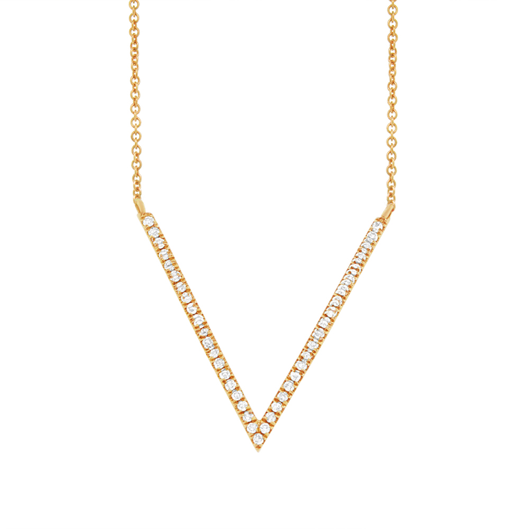 14K Yellow Gold Diamond "V" Necklace