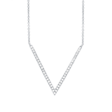 14K White Gold Diamond "V" Necklace