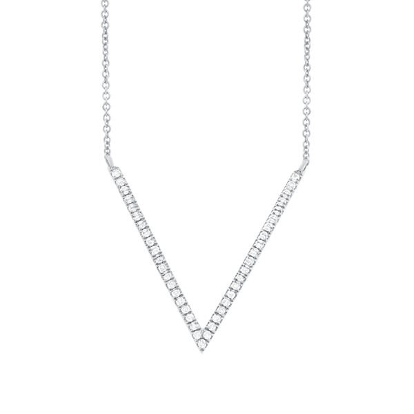 14K White Gold Diamond "V" Necklace-Necklaces-Maurice's Jewelers-White Gold-