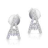 14K Yellow Gold Diamond "V" Style Huggie Earring-EARRINGS-Maurice's Jewelers-White Gold-