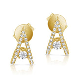 14K Yellow Gold Diamond "V" Style Huggie Earring-EARRINGS-Maurice's Jewelers-Yellow Gold-