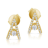 14K Yellow Gold Diamond "V" Style Huggie Earring