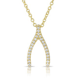 Diamond Wishbone Necklace-Necklaces-majolie-Yellow Gold-