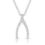 Diamond Wishbone Necklace-Necklaces-majolie-White Gold-