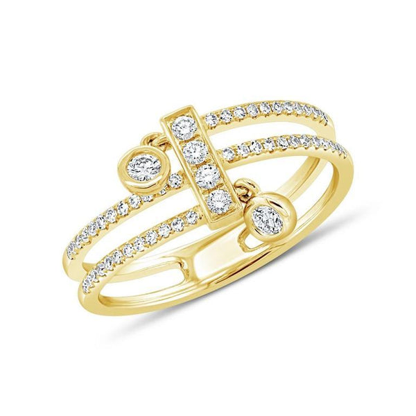 14K Yellow Gold Diamond Wrap Bezel Charm Ring