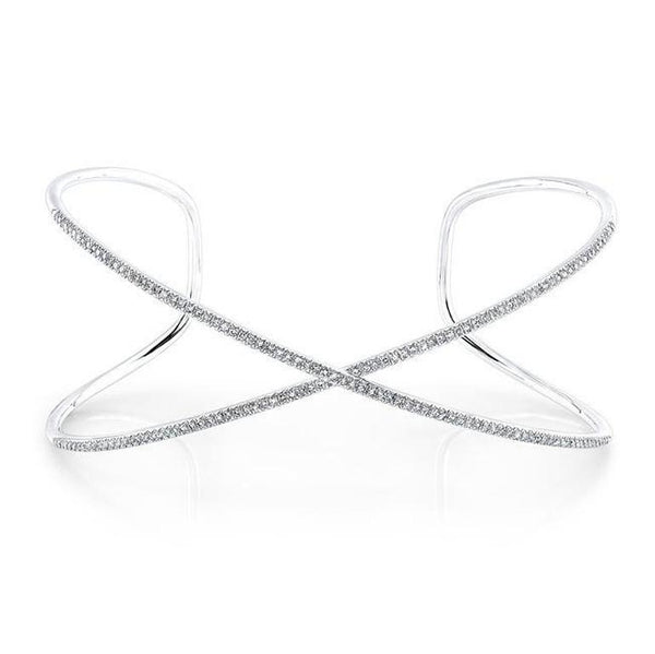 Diamond X Cuff Bracelet-Maurice's Jewelers -White Gold-