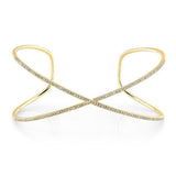 Diamond X Cuff Bracelet-Bracelets-majolie-Yellow Gold-