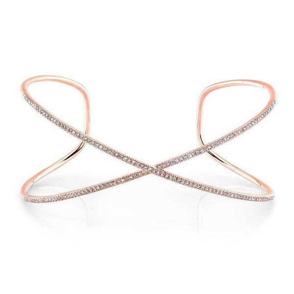 Diamond X Cuff Bracelet-Maurice's Jewelers -Roe Gold-
