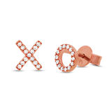 14K Rose Gold Diamond "XO" Stud Earrings