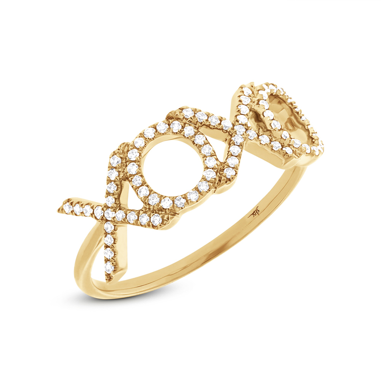 14K White Gold Diamond "XOXO" Ring