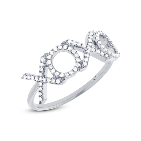 14K White Gold Diamond "XOXO" Ring