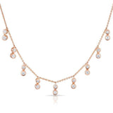 Double Diamond Bezel Drop Necklace-Necklaces-majolie-Rose Gold-