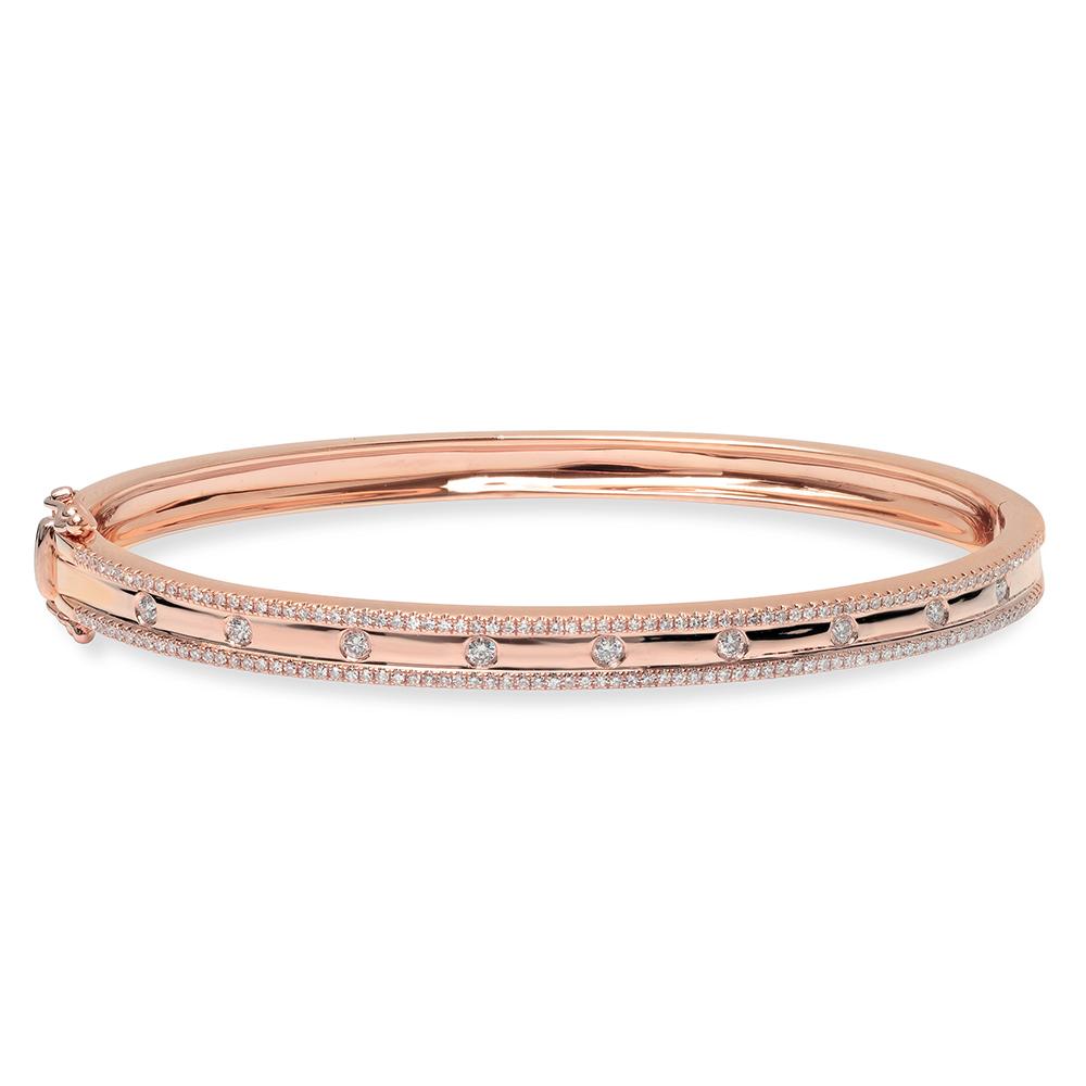 14K White Gold Diamond Border Hinged Bangle (Small) – Maurice's Jewelers