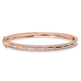 14K White Gold Diamond Border Hinged Bangle (Small)-Bracelets-Maurice's Jewelers-Rose Gold-