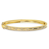 14K White Gold Diamond Border Hinged Bangle (Small)-Bracelets-Maurice's Jewelers-Yellow Gold-