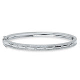 14K White Gold Diamond Border Hinged Bangle (Small)-Bracelets-Maurice's Jewelers-White Gold-